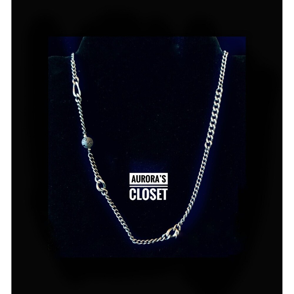 Lava Rock Choker Necklace 925 Silver Chain